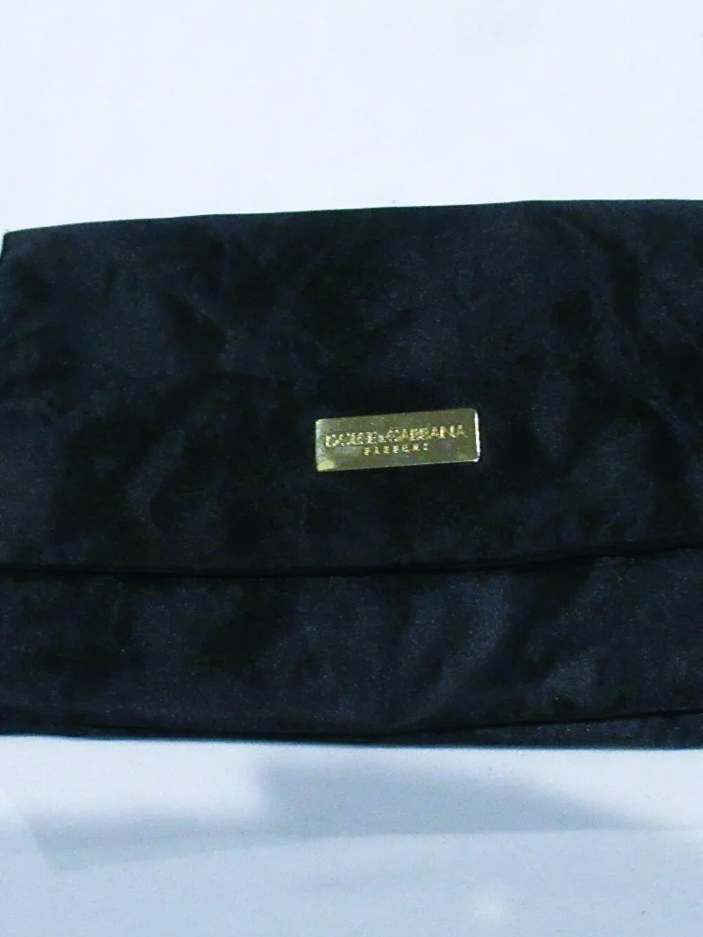 Dolce and Gabbana Parfums black satin wristlet clutch